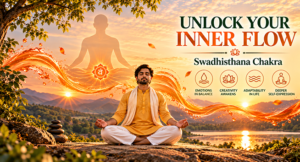 Swadhisthana Chakra orange energy center illustration representing emotional balance, creativity and inner harmony through yoga
