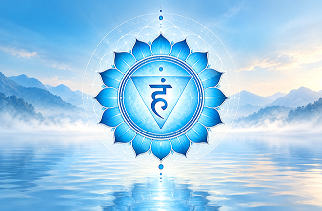 Vishuddhi Chakra, the traditional throat chakra symbol